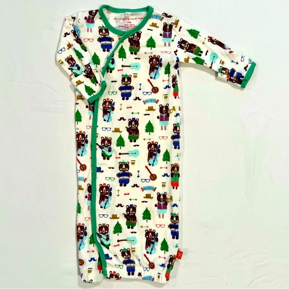 Magnificent Baby Infant Gown Boys Newborn NB Girls Bear Country Magnetic Cotton